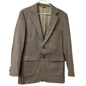 Anderson-Little Mens 40R Brown Tweed 100% Wool Blazer Suit Jacket Office Vintage